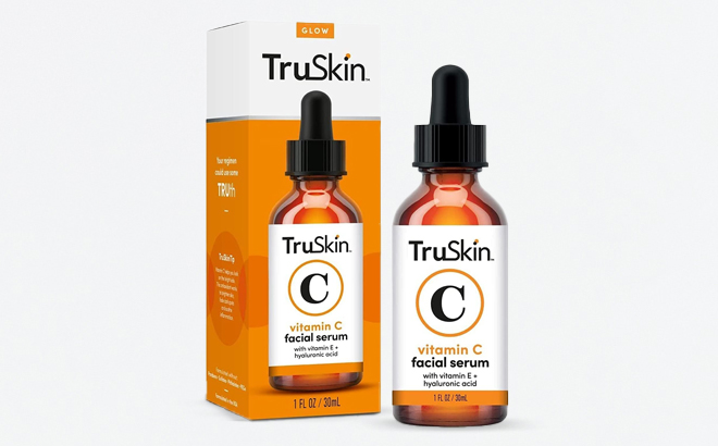 an Image of TruSkin Vitamin C Face Serum on a Gray Background