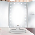deweisn Tri Fold Lighted Vanity Tabletop Mount Mirror with 21 LED Lights