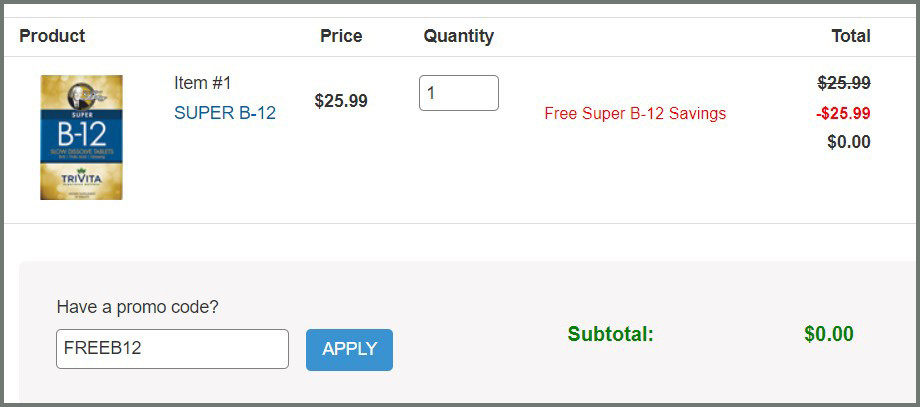 Free 30-Day Supply of Super B12 Summary Free 30-Day Supply of Super B12 Summary