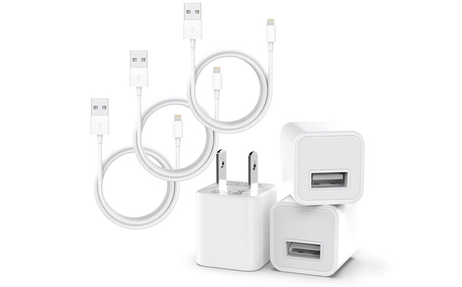 iPhone Charging Cords with 3Pack USB Wall Charger Travel Plug Adapters