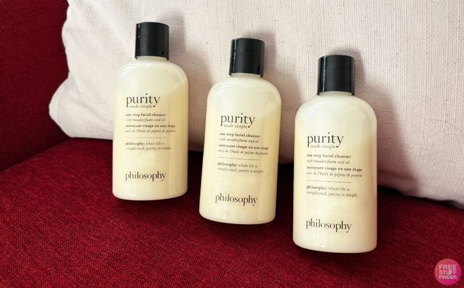 philosophy purity made simple one step facial cleansers on the couch