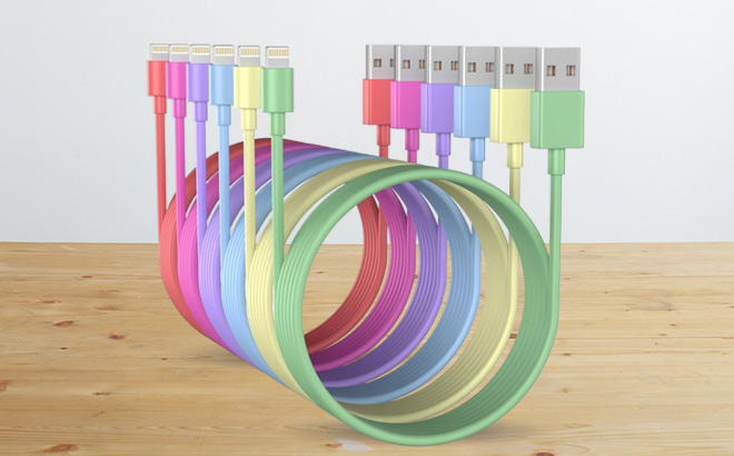 6 Pack iPhone Charger Cable on a Table 6 Pack iPhone Charger Cable on a Table