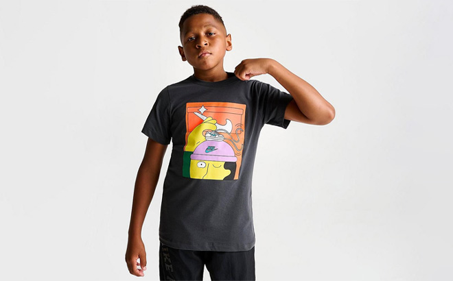 A Kid Wearing Nike Sportswear Sneakerhead T Shirt