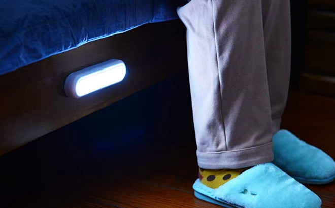 A Motion Sensor Led Light on One Side of the Bed