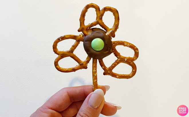 A Person Holding DIY Shamrock Pretzel for St Paddys Day