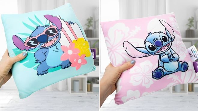 A Person Holding Disney Stitch Travel Cloud Pillows A Person Holding Disney Stitch Travel Cloud Pillows