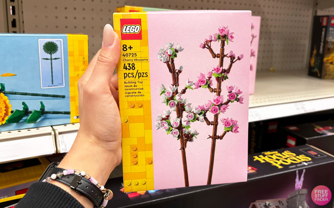 A Person Holding LEGO Cherry Blossoms Set