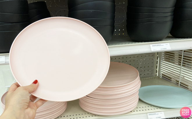 A Person Holding Romm Essentials Dinner Plate