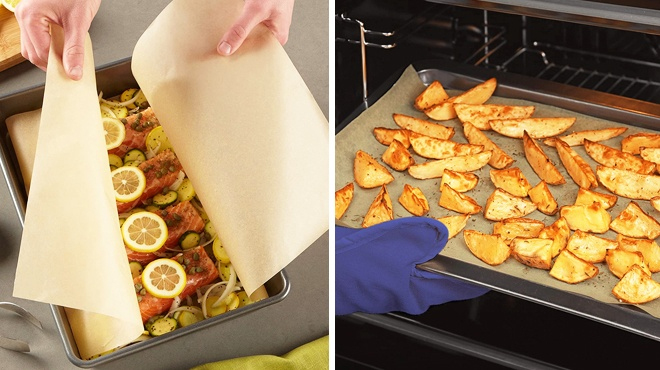 A Person Preparing Food Using Reynolds Parchment Paper Roll