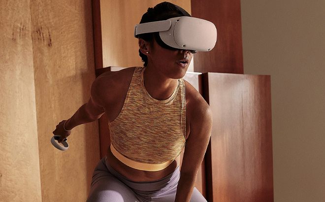 A Person Using the Meta Quest 2 Virtual Reality Headset