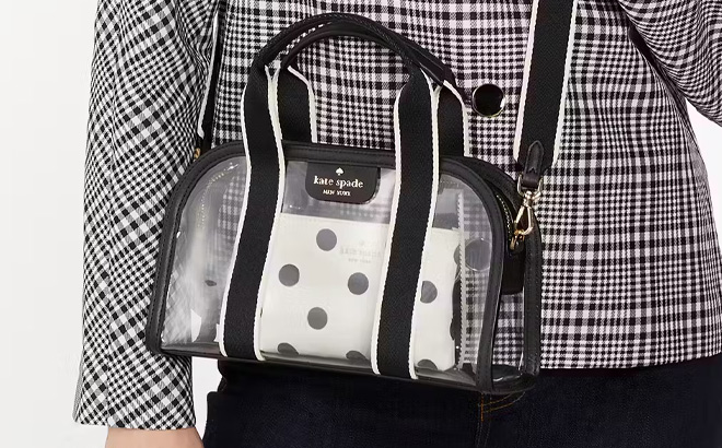 A Person Wearing Kate Spade Clare See Through Duffle Crossbody