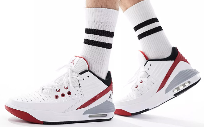 A Person Wearing Nike Jordan Max Aura 5 Mens Shoes