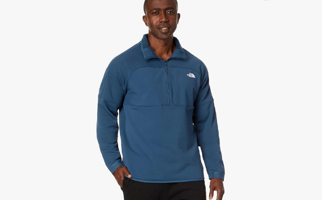 A Person is Wearing The North Face Canyonlands High Altitude Zip in Shady Blue Color