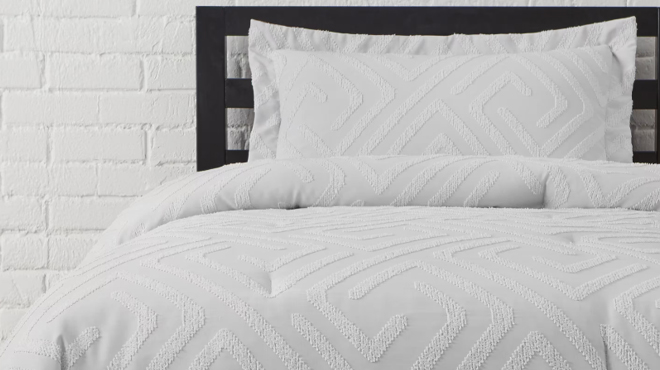 A photo of StyleWell 2 Piece Geometric Chenille Comforter Set