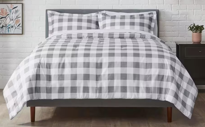 A photo of StyleWell Tatefield 2 Piece Reversible Gingham Comforter Set