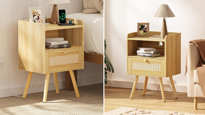 A photo of Superjare Nightstands with Charging Station