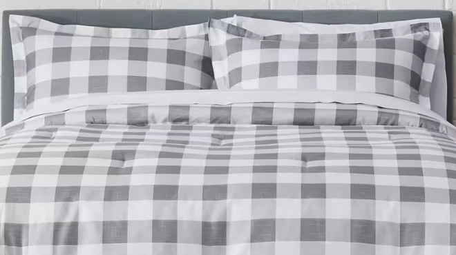A photo showing StyleWell Tatefield 2 Piece Reversible Gingham Comforter Set