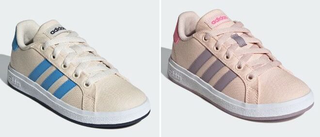 Adidas Kids Grand Court 2 0 Shoes in Blue Burst and Bliss Pink Color