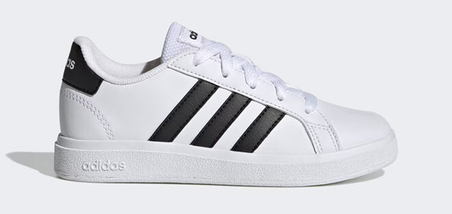 Adidas Kids Grand Court Shoe in Cloud White and Core Black Color