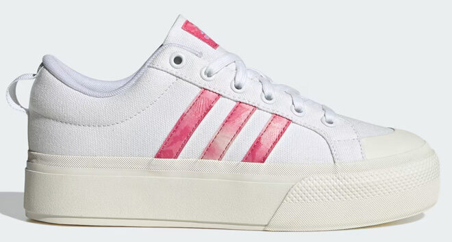 Adidas Womens Bravada 2 0 Platform Shoe in Cloud White and Pink Fusion Color