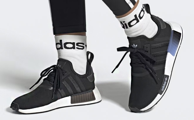 Adidas Womens NMD R1 Shoes in CoreBlack Cloud White Color