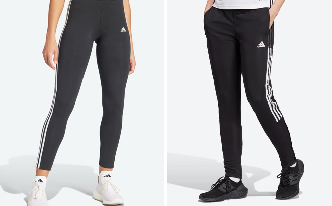 Adidas Womens Tiro 21 Track Pants and Womens Loungewear Essentials 3 Stripes Leggings