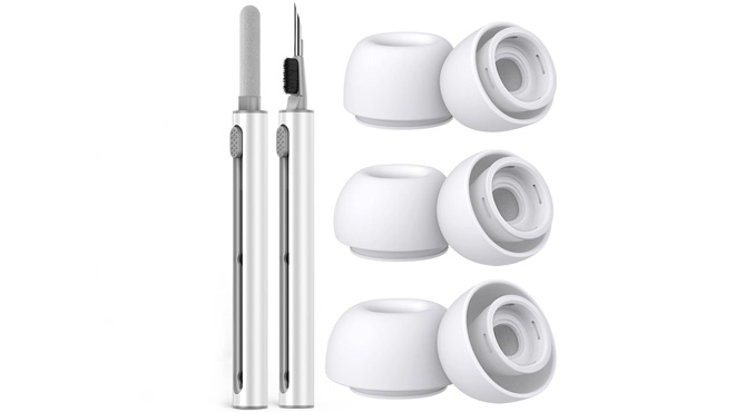 AirPods Pro Replacement Ear Tips Cleaning Pen on White Background