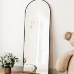 Arched Full Length Floor Mirror in Black Frame
