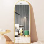 Arched Full Length Floor Mirror in Gold Frame