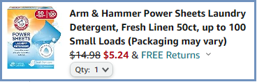 Arm & Hammer Power Sheets Laundry Detergent Checkout Page