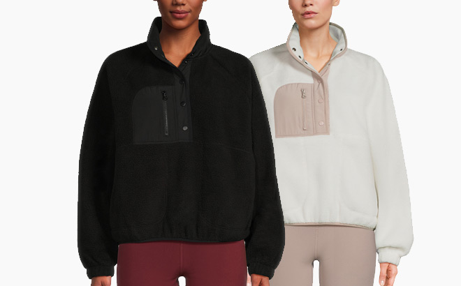Avia Womens Faux Shearling Pullover Jacket