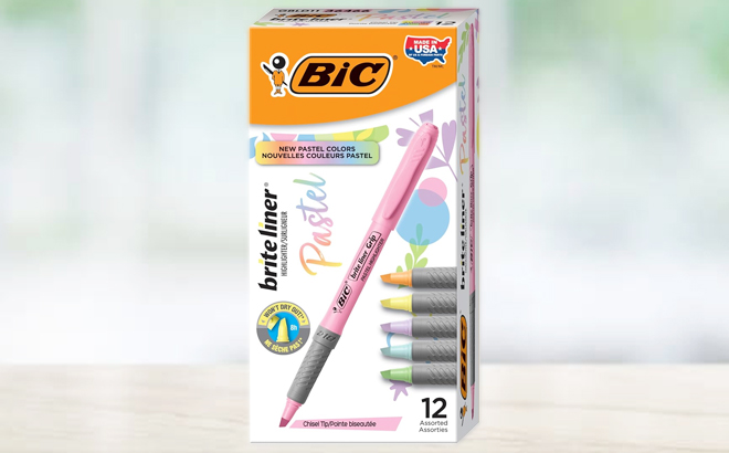 BIC Brite Liner Grip Pastel Highlighters 12 Count