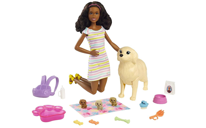 Barbie Doll and Pets Brunette Doll with Mommy Dog