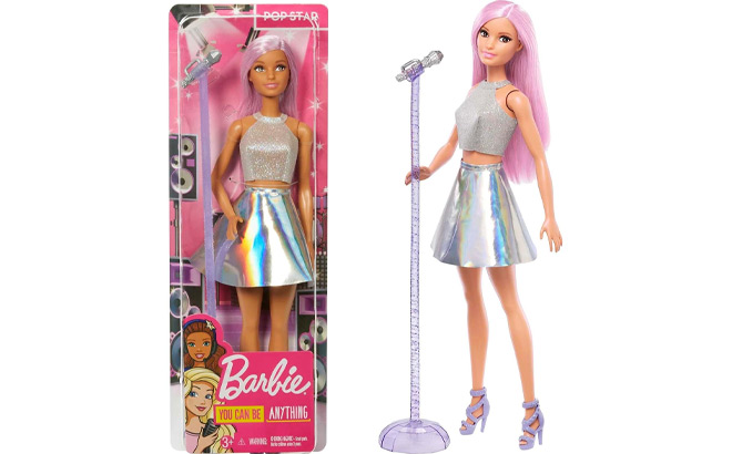 Barbie Pop Star Fashion Doll with Pink Hair Brown Eyes 