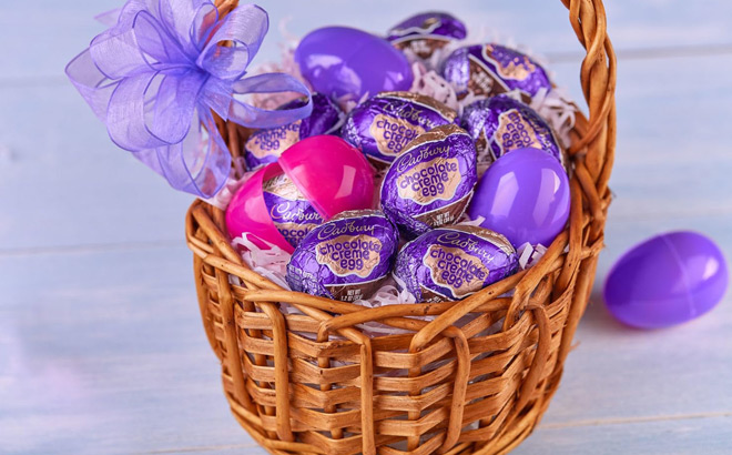 Cadbury Chocolate Easter Egg Candies in a basket