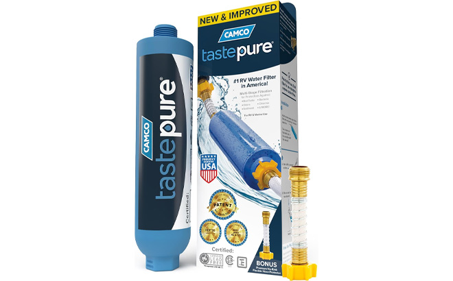 Camco RV Water Filter on a Plain Background Camco RV Water Filter on a Plain Background