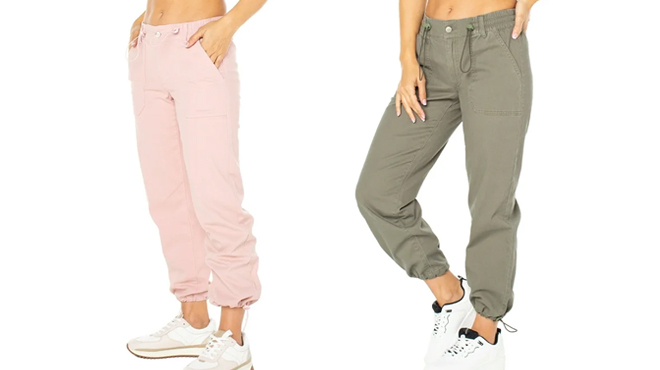Celebrity Pink Juniors Cargo Jogger Pants in Mauve and Dusty Olive