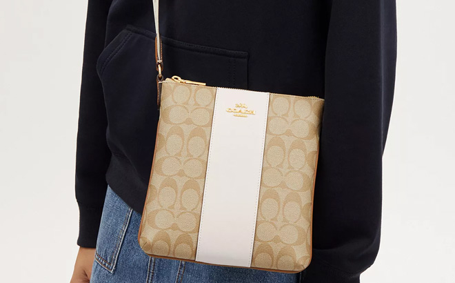 Coach Outlet Mini Rowan File Bag In Signature Canvas With Stripe