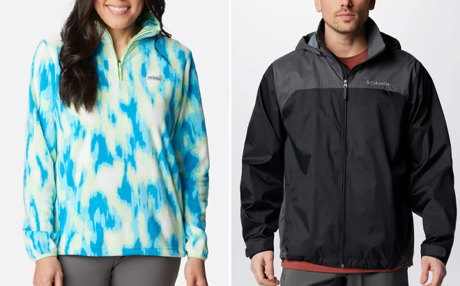Columbia Womens PFG Super Tidal Quarter Zip Fleece and Columbia Mens Glennaker Lake Jacket Columbia Womens PFG Super Tidal Quarter Zip Fleece and Columbia Mens Glennaker Lake Jacket