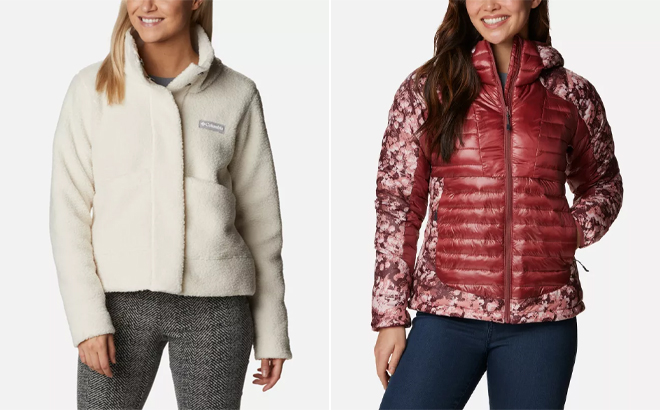 Columbia Womens Panorama Snap Fleece Jacket and Womens Labyrinth Loop Insulated Hooded Jacket