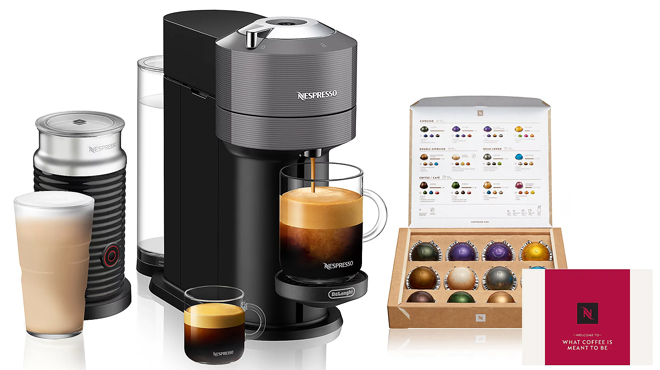 Complete Set of Nespresso Vertuo Next Coffee Espresso Maker with Frother and Voucher Bundle