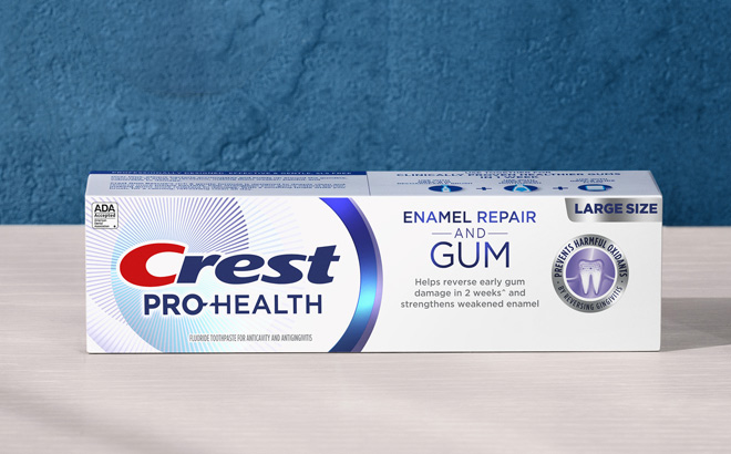 Crest Pro Health Enamel Repair and Gum Toothpaste Intensive Clean on the Table