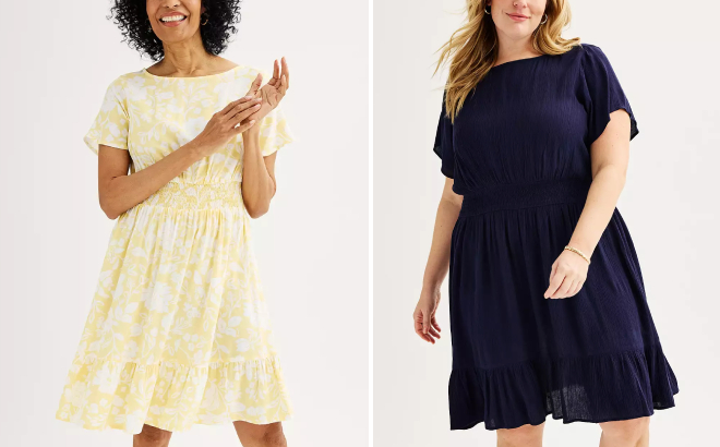 Croft Barrow Womens and Plus Size Flutter Sleeve Dress Croft Barrow Womens and Plus Size Flutter Sleeve Dress