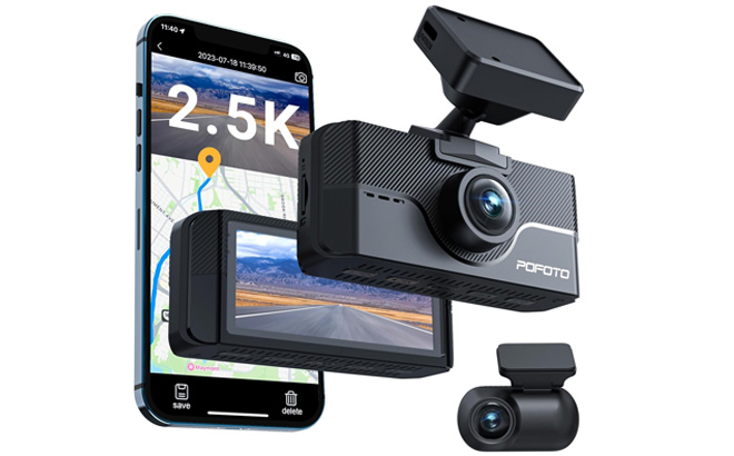Dash Cam Front and Rear POFOTO 2 5K 1440P 60fps and 1080P 30fps Dash Camera for Cars