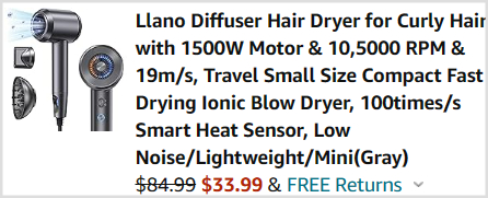 Diffuser Hair Dryer Checkout