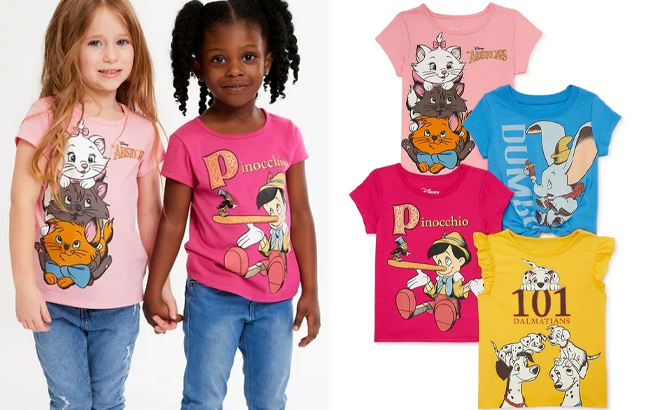 Disney Classics Toddler Graphic Print Fashion T Shirts 4 Pack