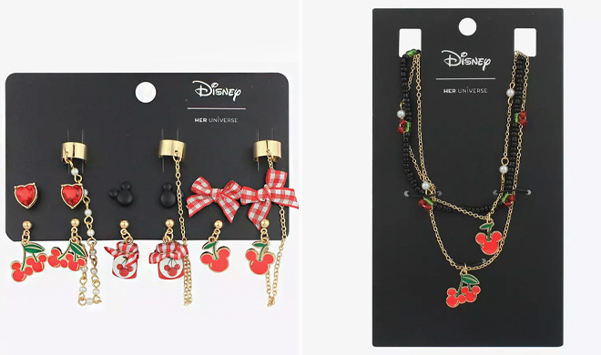 Disney Her Universe Mickey Mouse Cherry Earring Set and Necklace Set