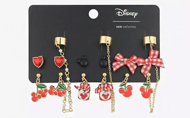 Disney Her Universe Mickey Mouse Cherry Jam Cuff Earring Set