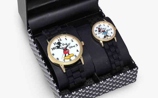 Disney Mickey Mouse Minnie Mouse Black Watch Set
