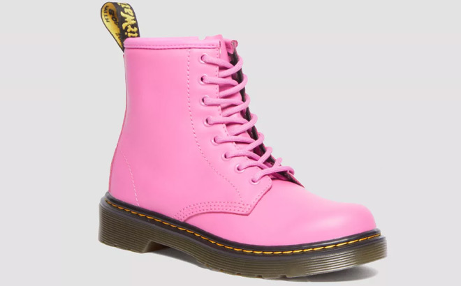 Dr Martens Junior Leather Boots in Thrift Pink Color